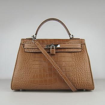 HKL32LCCSS18 Hermes 32CM caffﾨﾨ chiaro Crocodile Stripe (argento)